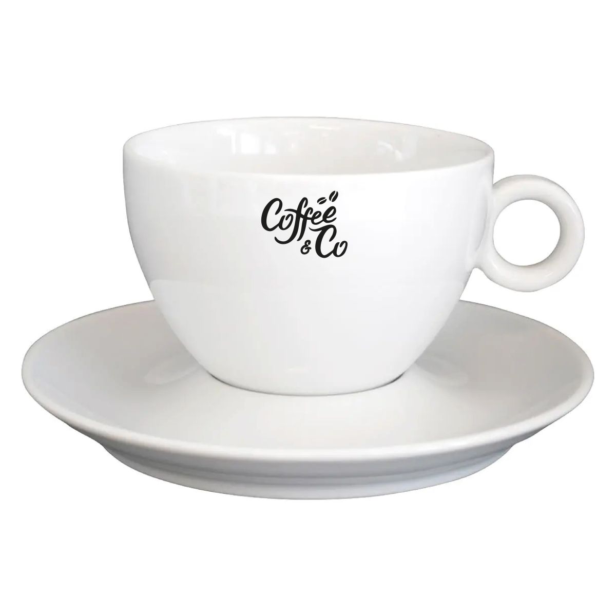 One-colour CoffeeCo logo print on the front of the Bola latte cup 28 cl., photo 2