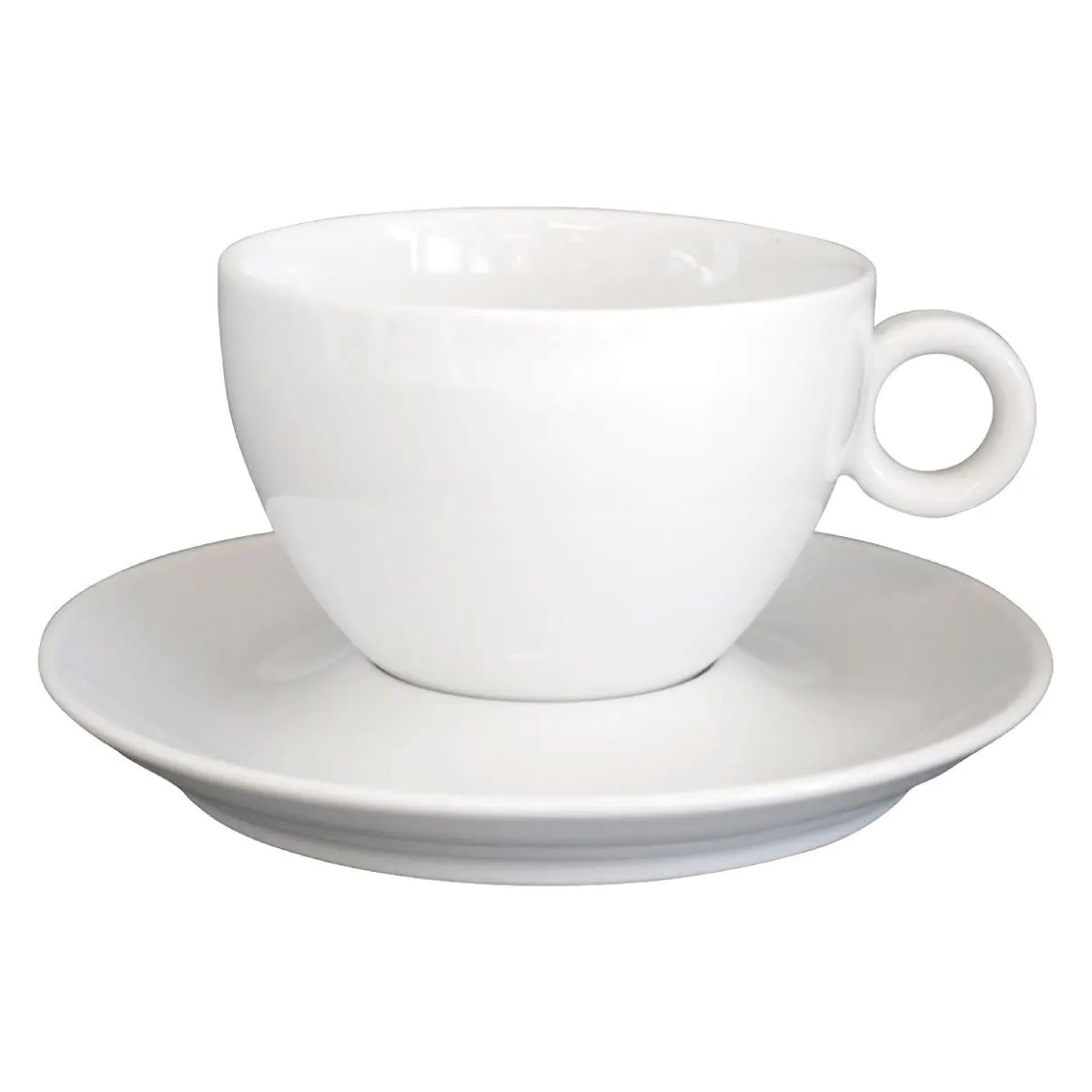 Front view of Bola coffee latte white 28 cl. in porcelain set, with convex shape.