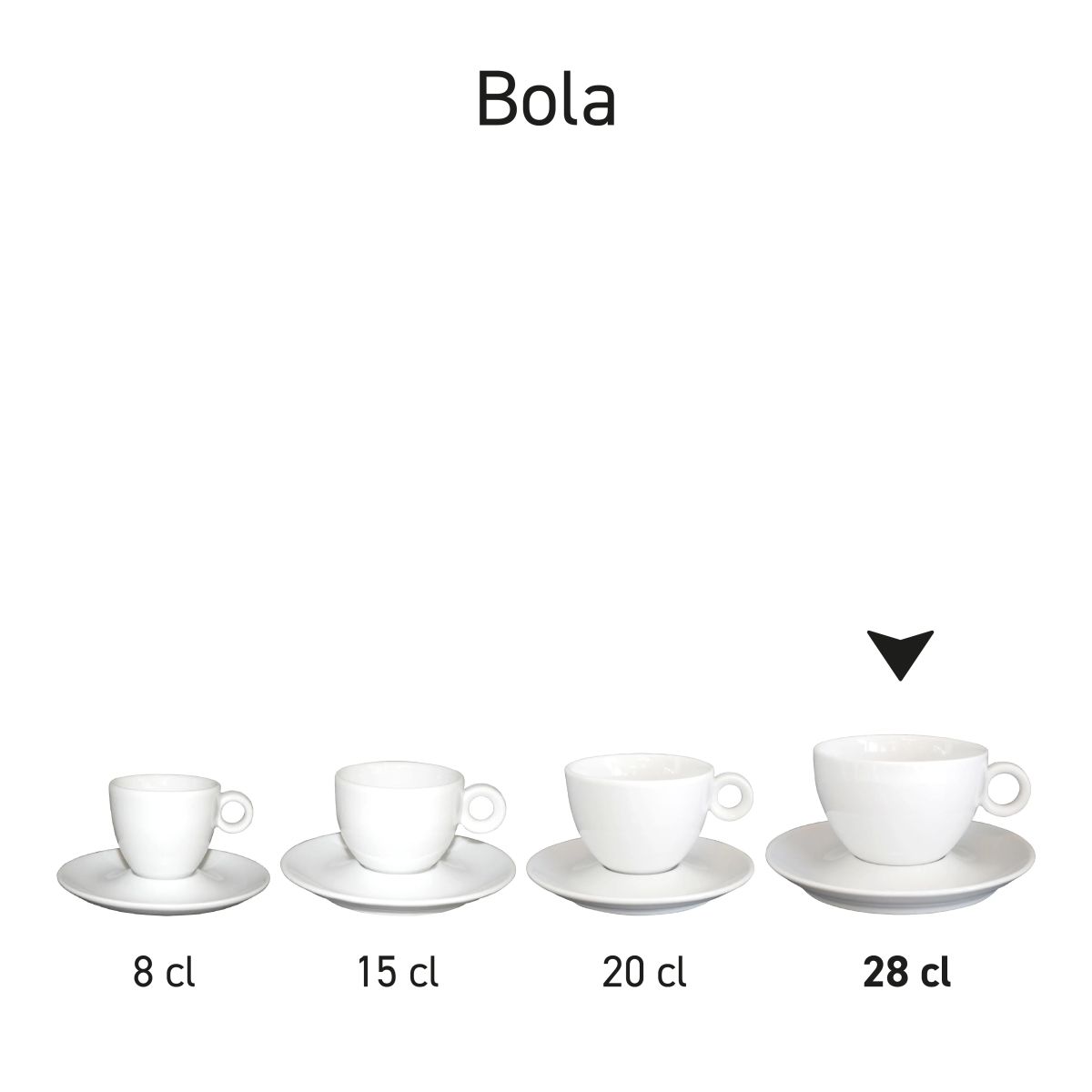 Series overview of Bola coffee latte sets 28 cl. porcelain as part of a tableware line.