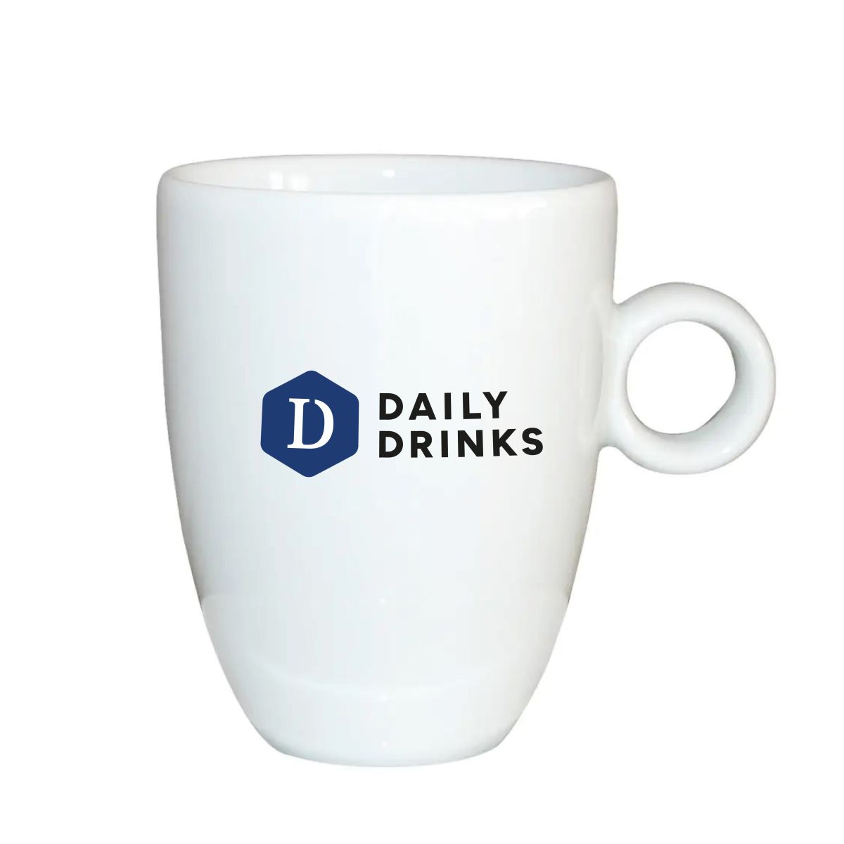 Porcelain mug Bola 25 cl. with colourful DailyDrinks logo on the front.