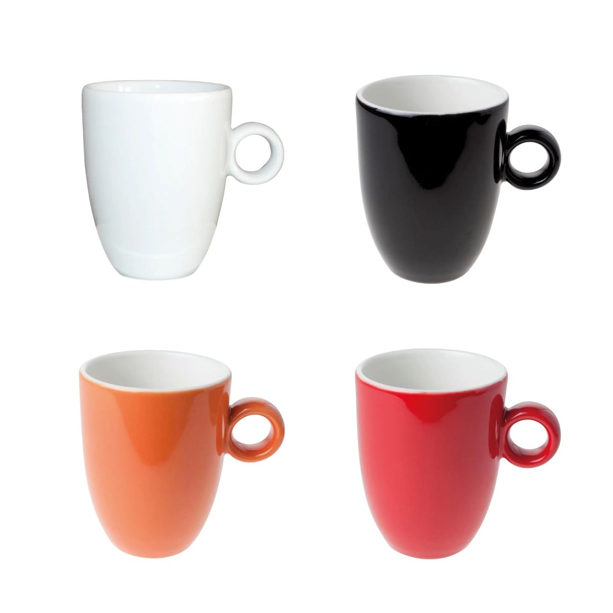 Bola mug 25 cl. porcelain in overview with variations in colours.
