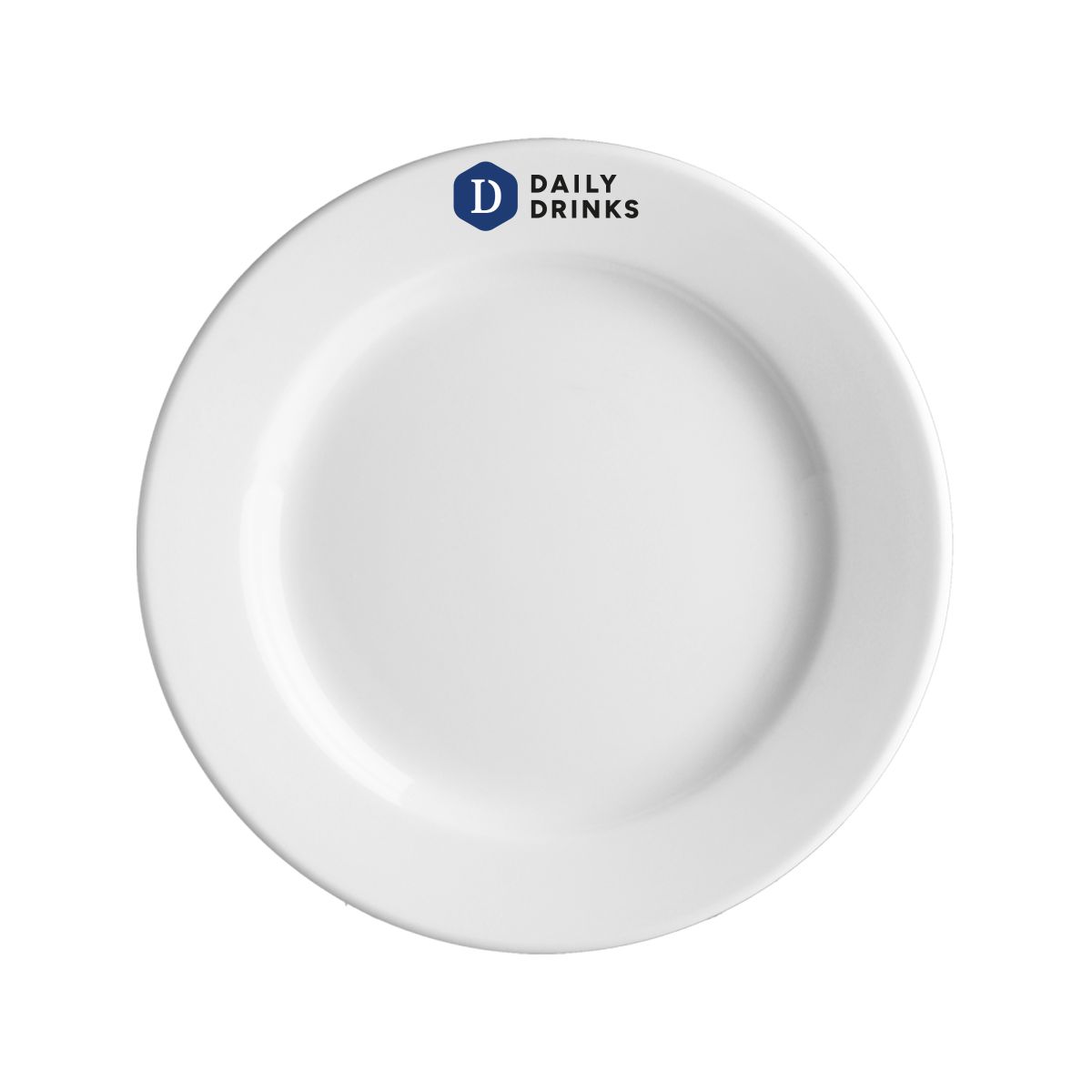 Plate Princip 19 cm porcelain with colourful DailyDrinks logo visible in the centre.