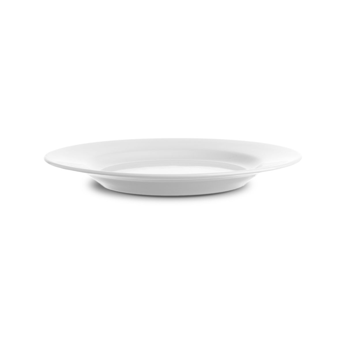 Side view of Plate Princip 19 cm porcelain with narrow rim and slightly curved profile.