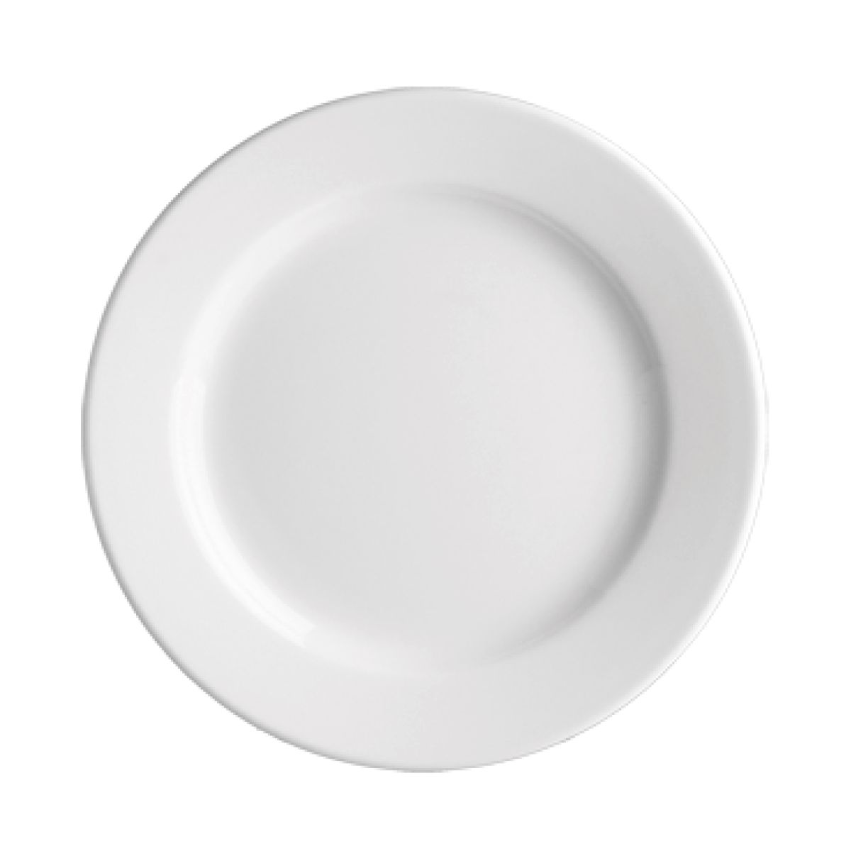 Front view of Plate Princip 21 cm porcelain with round shape and smooth white surface.