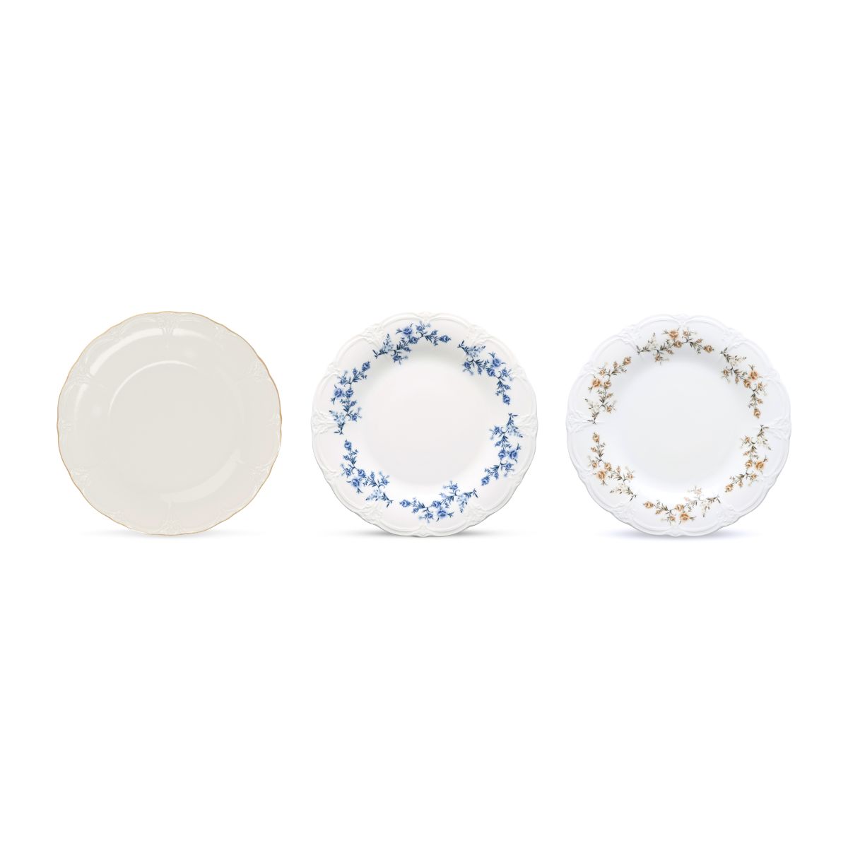 Overview of colour variations of Retro deep plate 24 cm porcelain on neutral background., photo 2