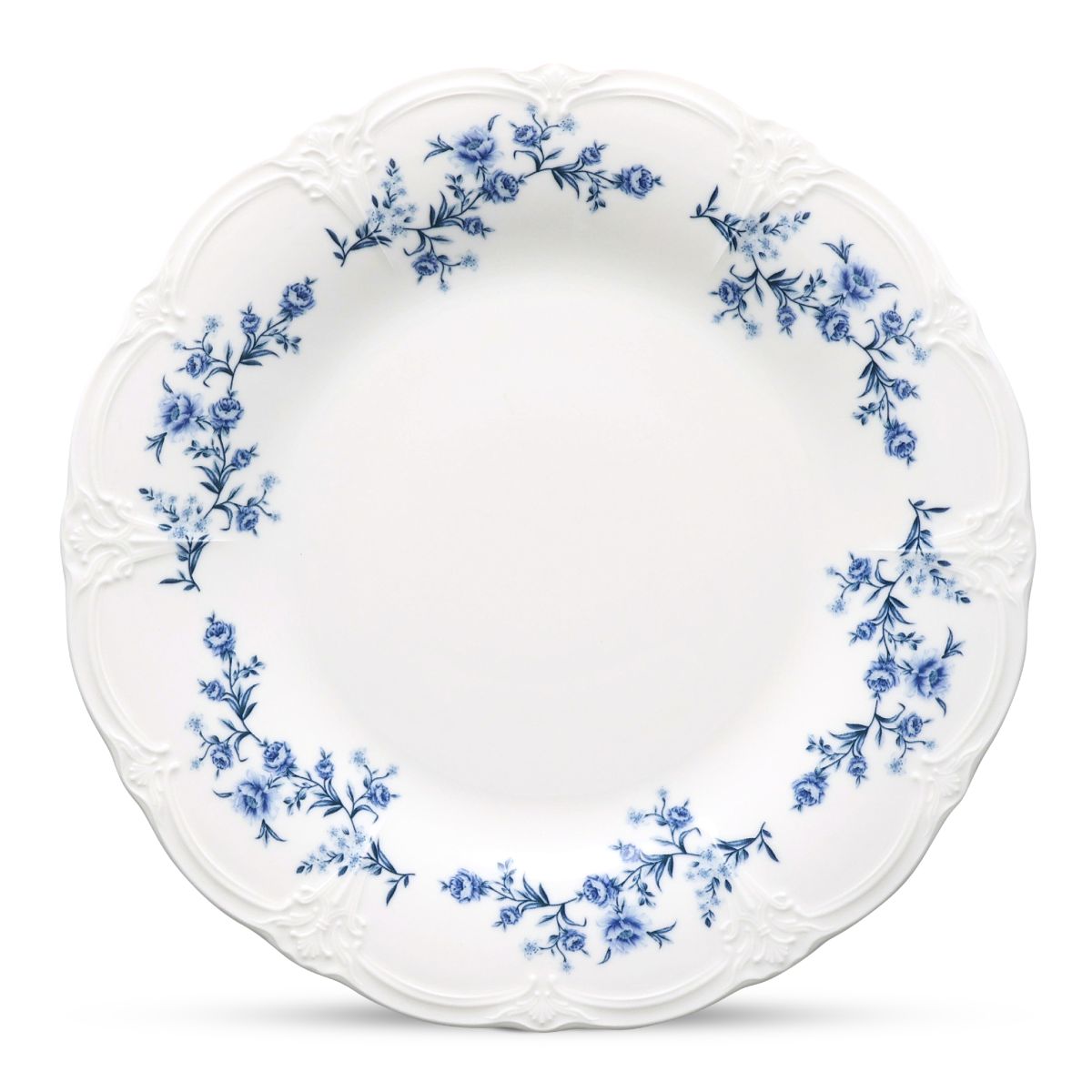 Ivory-blue porcelain Plate Retro 27 cm in front view with round shape and smooth finish visible.