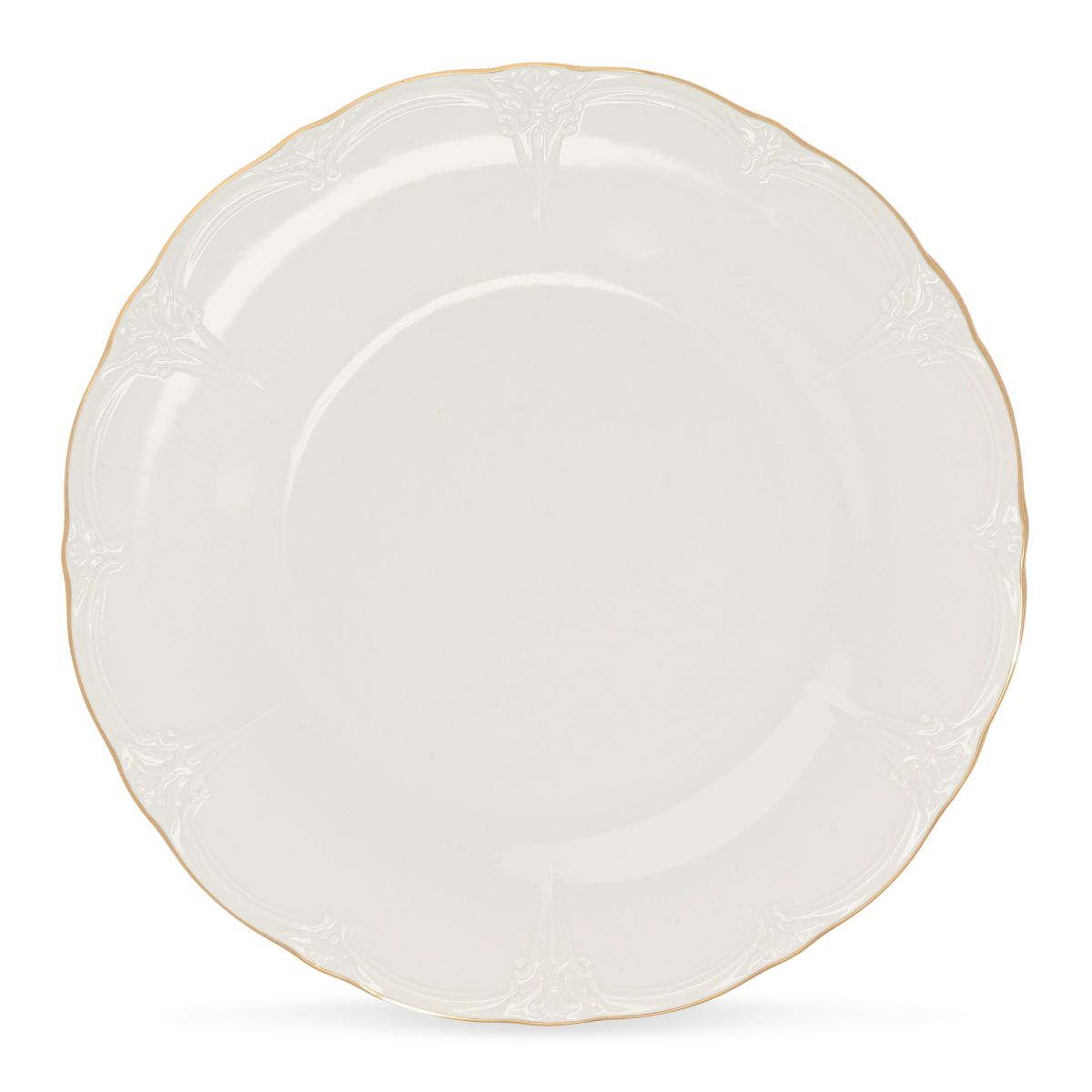 Ivory-gold porcelain Plate Retro 27 cm in front view with round shape and smooth finish visible.