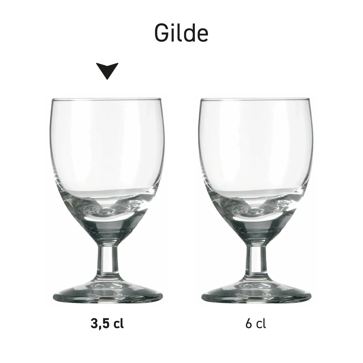 Series of shot glasses Guild of glass, overview of models side by side.