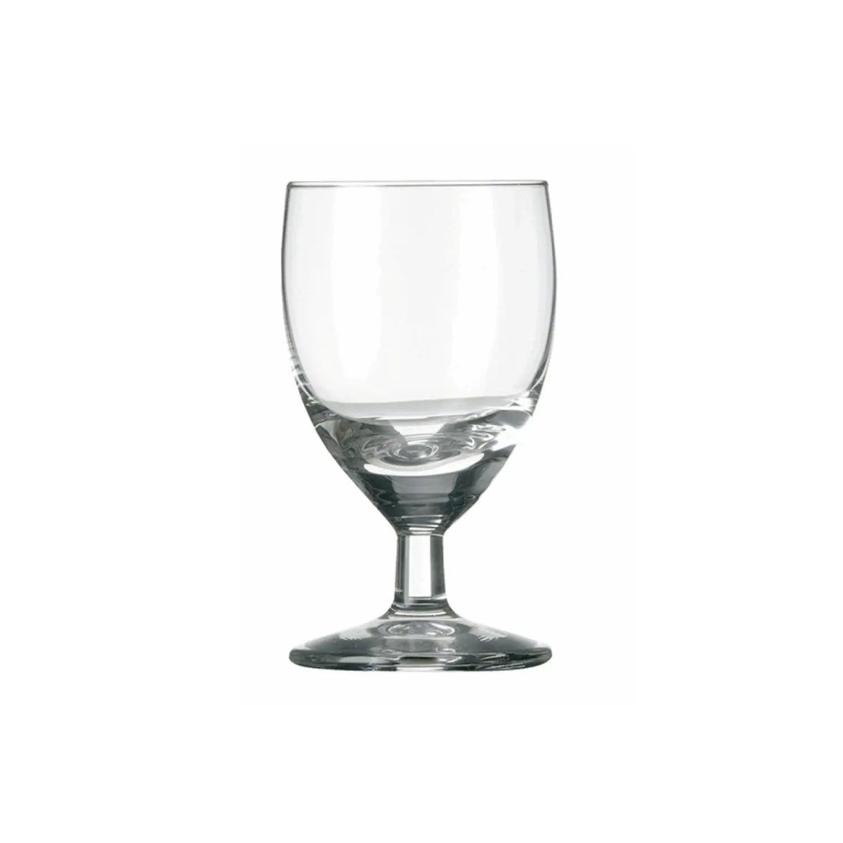 Shot glass Guild 6 cl. in straight front view, transparent design with simple round shape. Shot glass Guild 6 cl. in straight front view, transparent design with simple round shape.