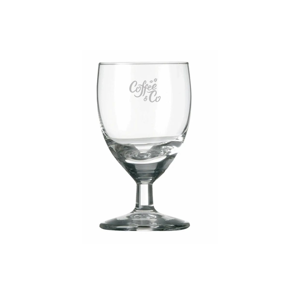 Borrelglas Gilde 6 cl. met fijn gegraveerd CorkColor-logo op het vooraanzicht, subtiel in glas verwerkt.