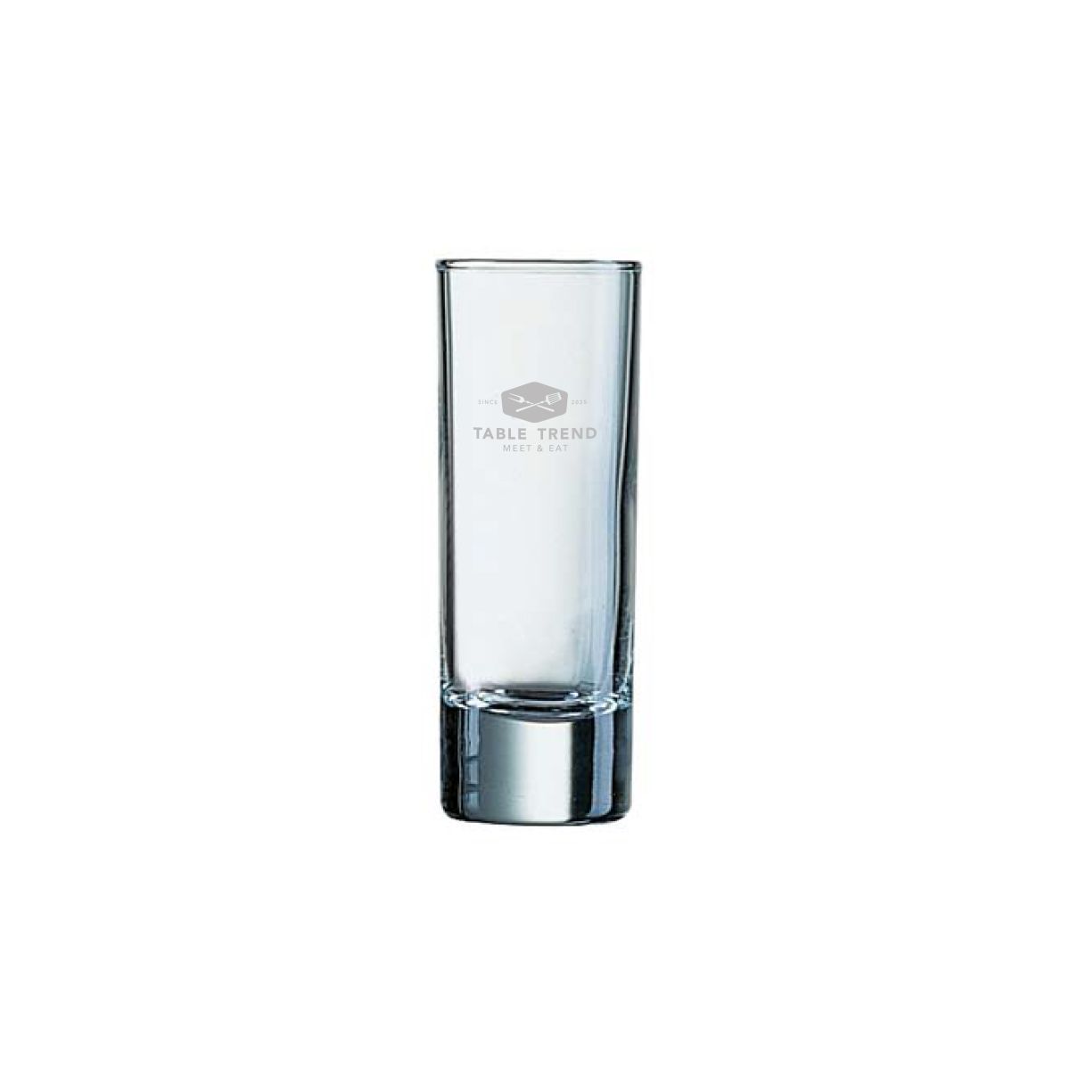 Engraved TableTrend logo on shot glass Islande 6.5 cl. subtly visible on the front.