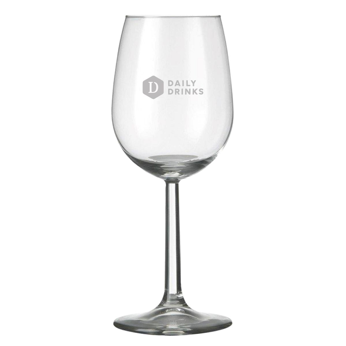 Engraving of DailyDrinks logo visible on front of Bouquet wine glass 45 cl.