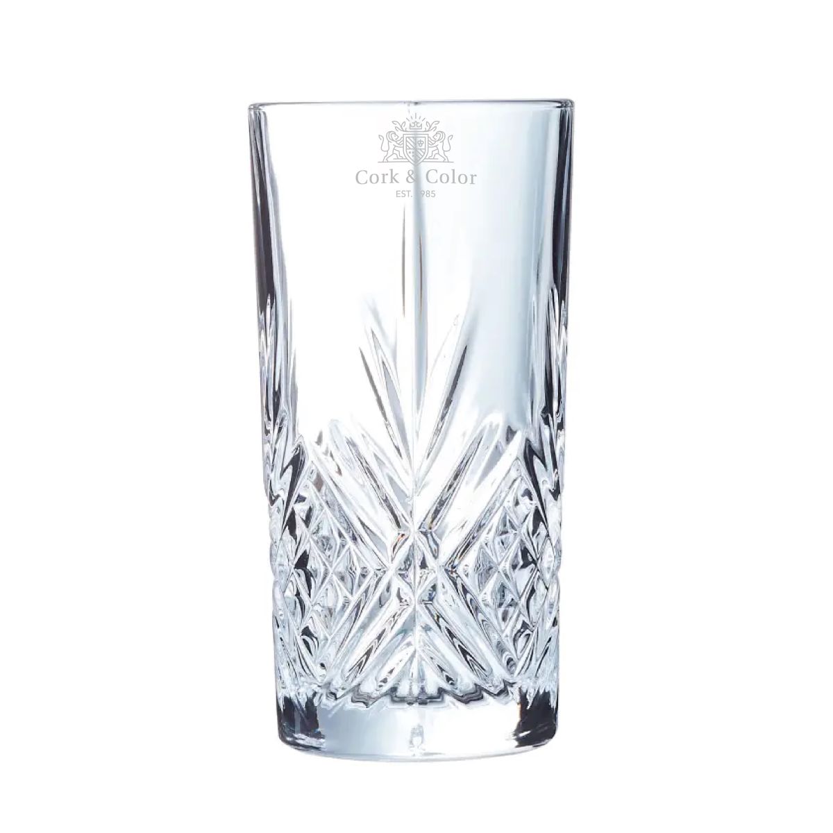 Broadway Longdrink glass 28 cl. with fine CorkColor engraving on the centre of the glass.
