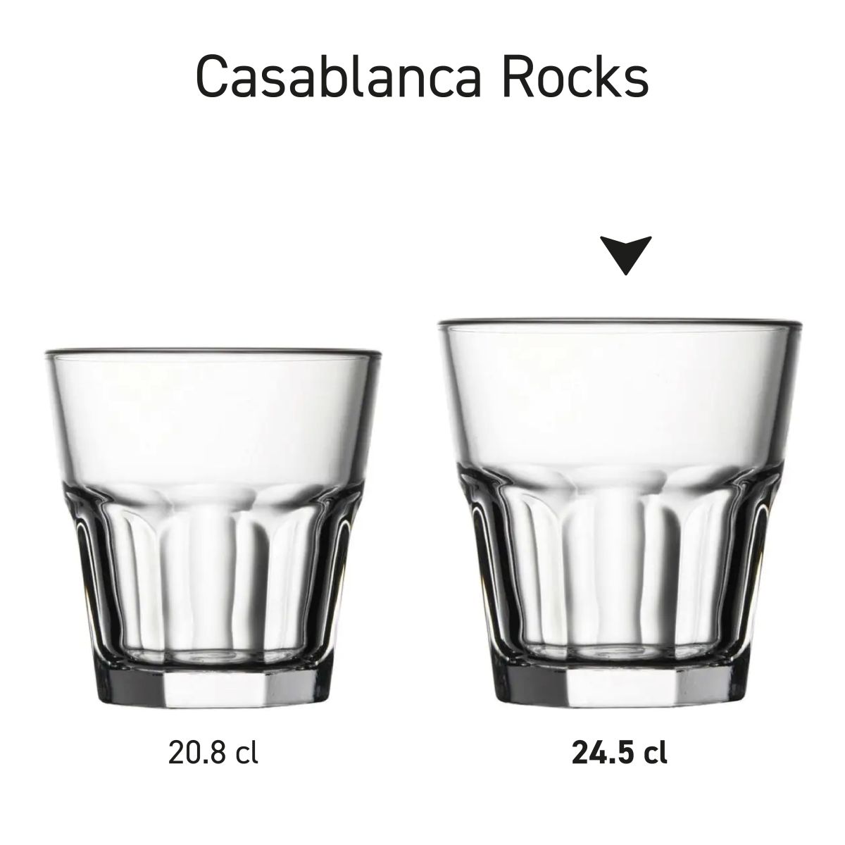 Series Casablanca Rocks glasses 24.5 and 20.8 cl. Presented as a series.