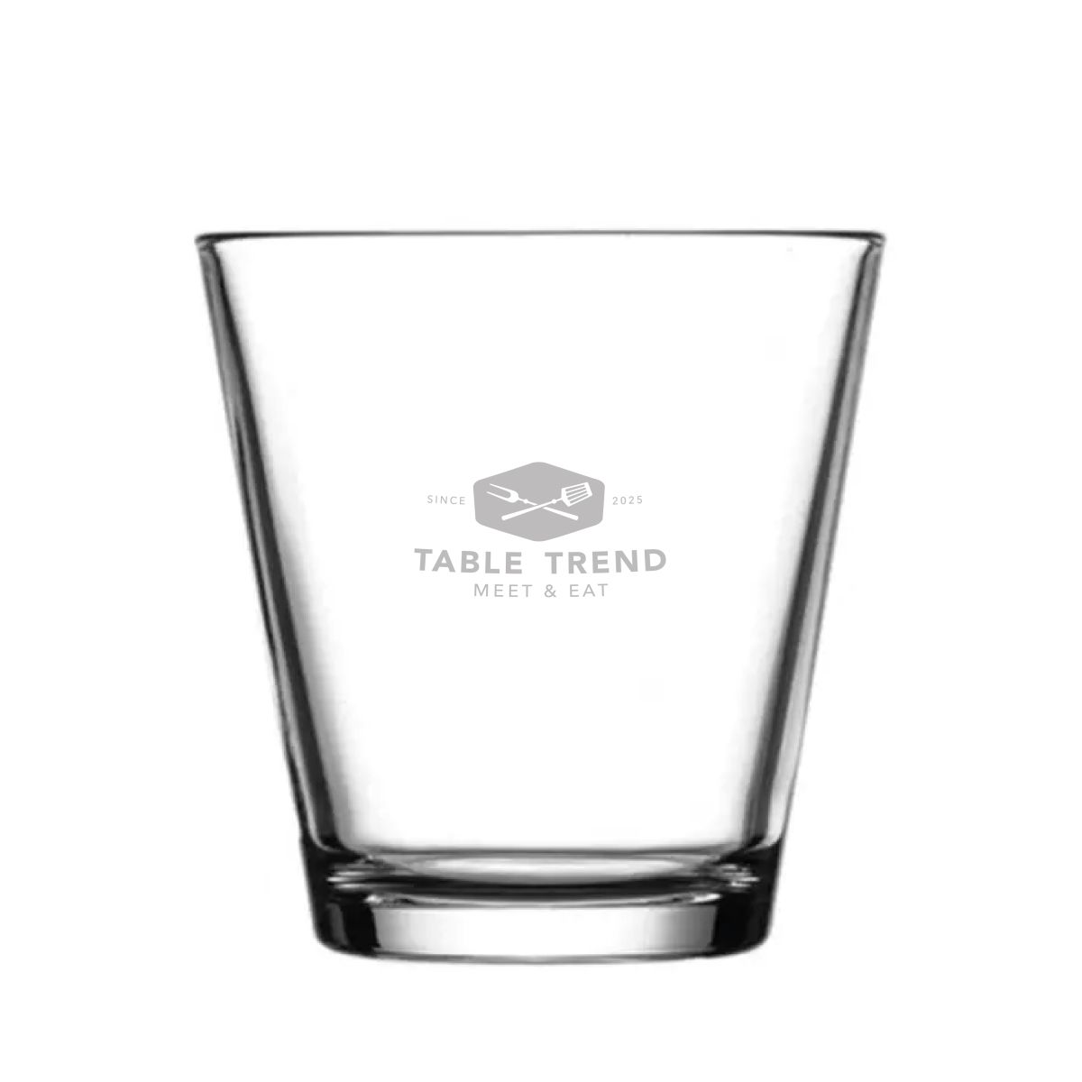 Front view of the City glass 25 cl. with engraved TableTrend logo in the glass surface.