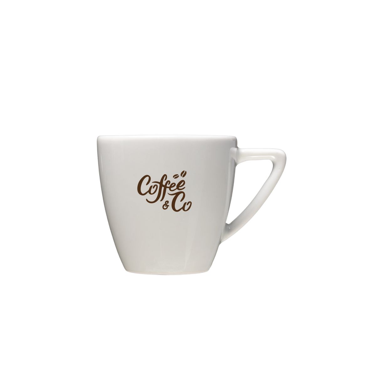 Front of Classic Espresso cup 7 cl. printed with single-colour CorkColor logo on porcelain.