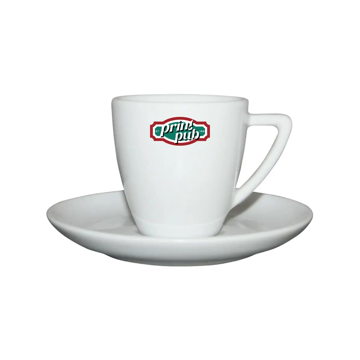 Classic Coffee white 15 cl. set printed with multi-coloured PrintPub logo on the front.