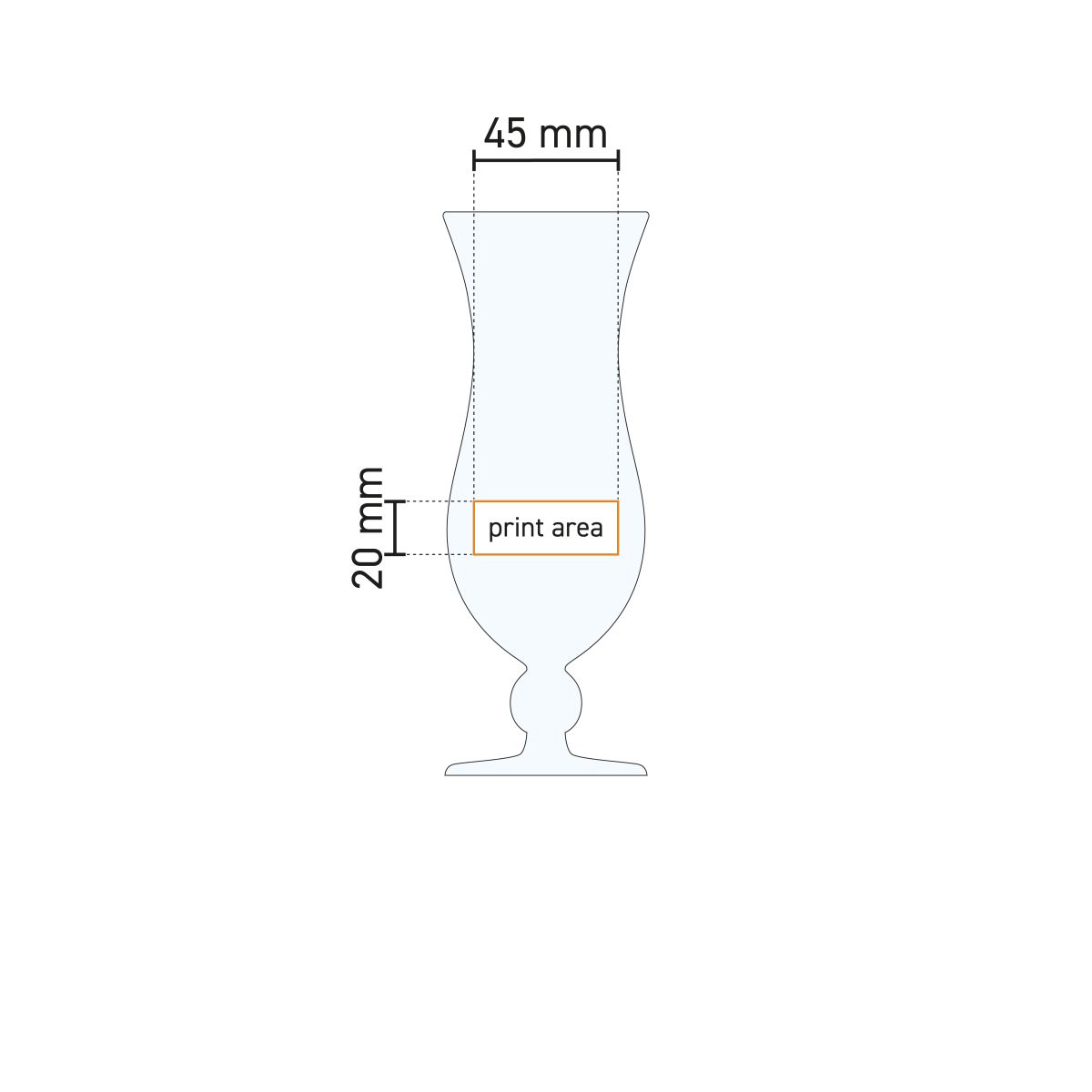 Cocktail glass Blue Hawai 44 cl. with print - Riké Group INT