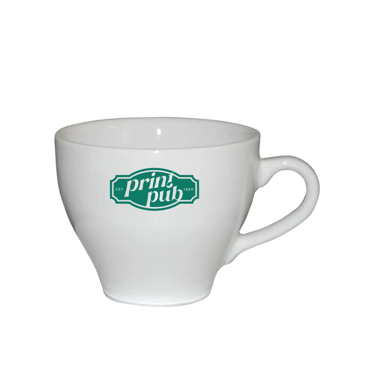 Dom Cappuccino cup 20 cl. featuring PrintPub logo in one colour on the front surface.