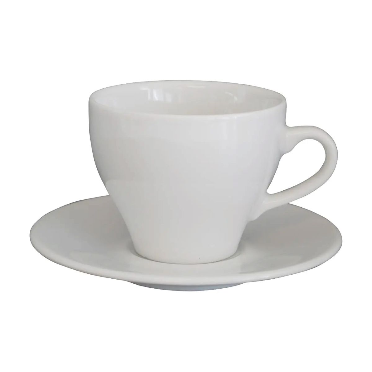 Dom Cappuccino wit 20 cl. set uit, recht van voren gefotografeerd. Dom Cappuccino wit 20 cl. set uit, recht van voren gefotografeerd.