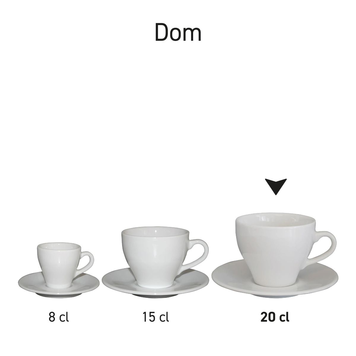 Series Dom Cappuccino white 20 cl. sets presented as uniform series.