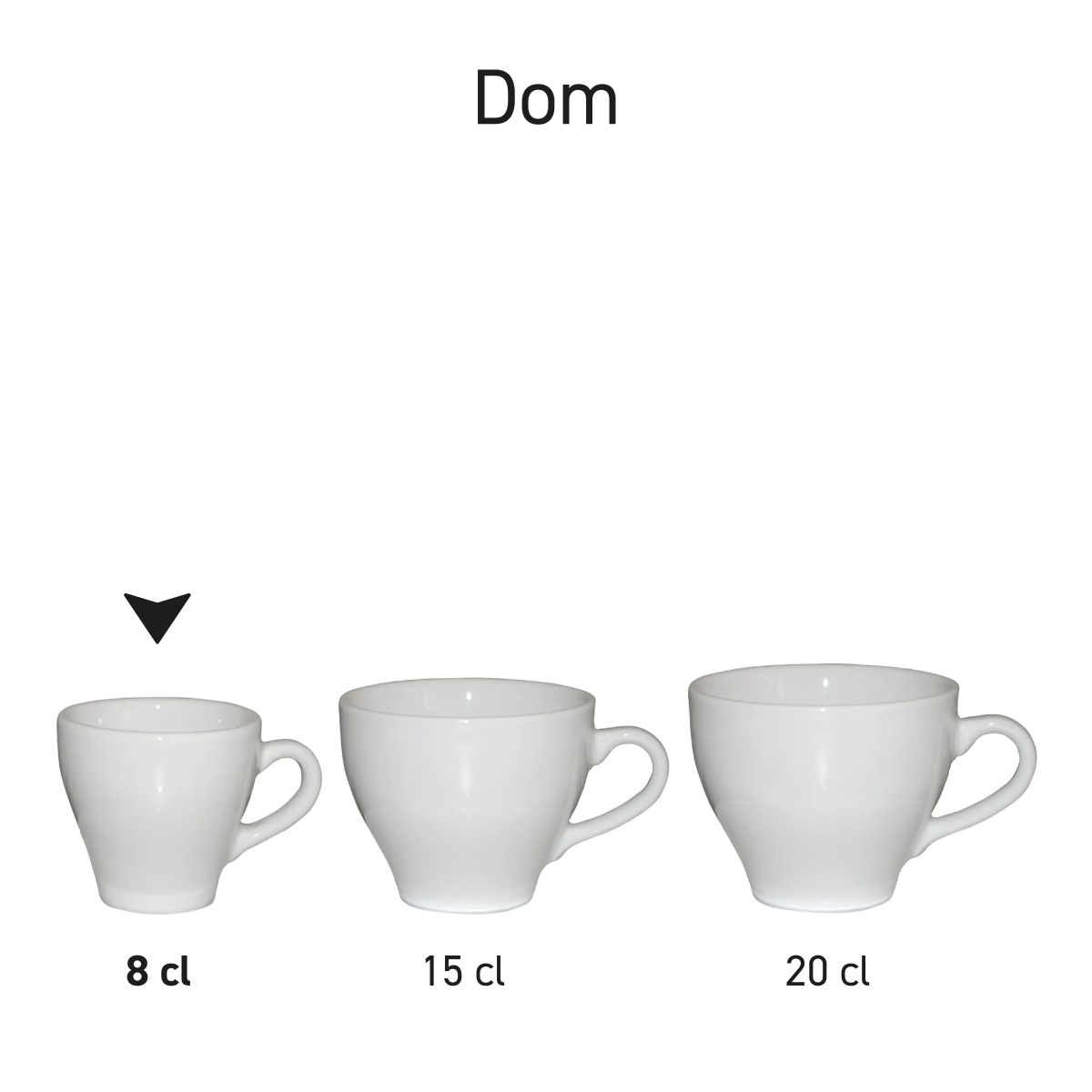 Serie Dom Espresso koppen wit gepresenteerd als porseleinen Dom-serie.
