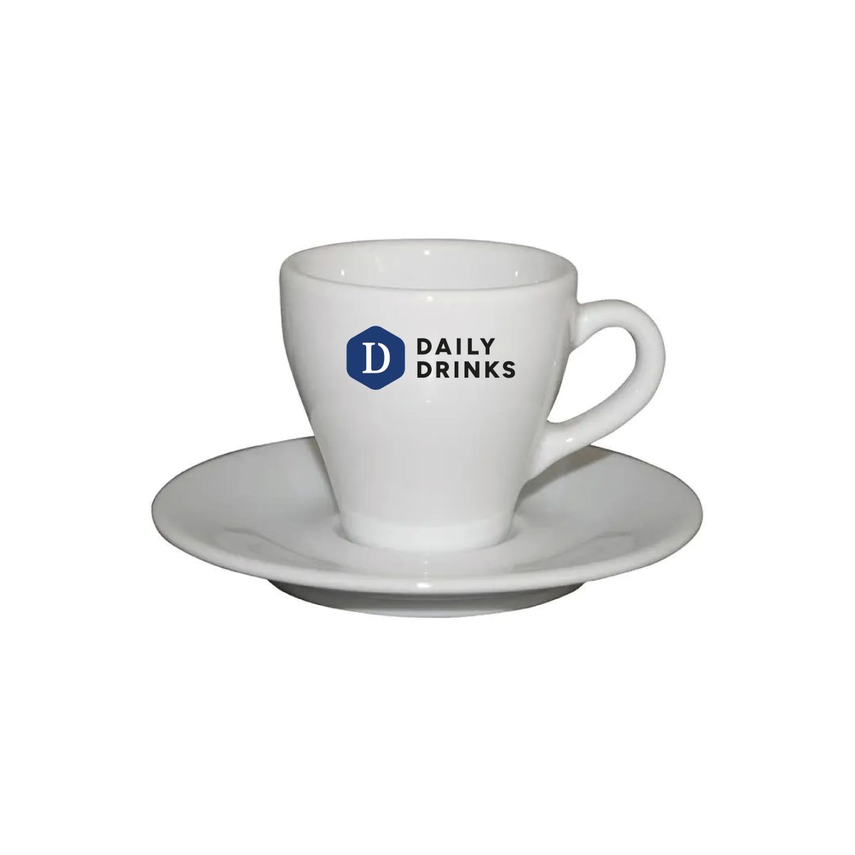 Dom Espresso 8 cl. SET with colourful DailyDrinks logo printed on the front.