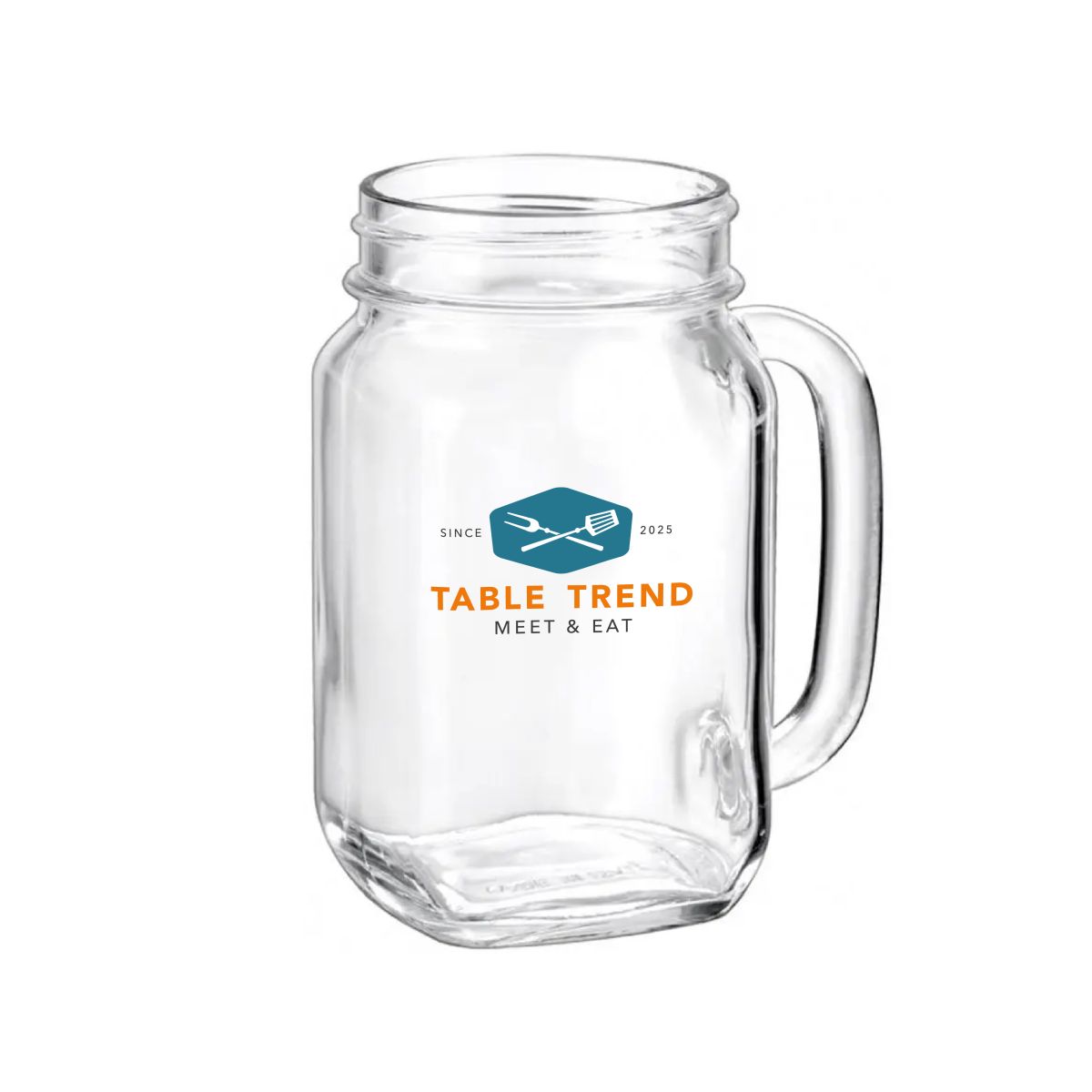 Drink Jar Country 48 cl printed with colourful TableTrend logo on the front of the glass.