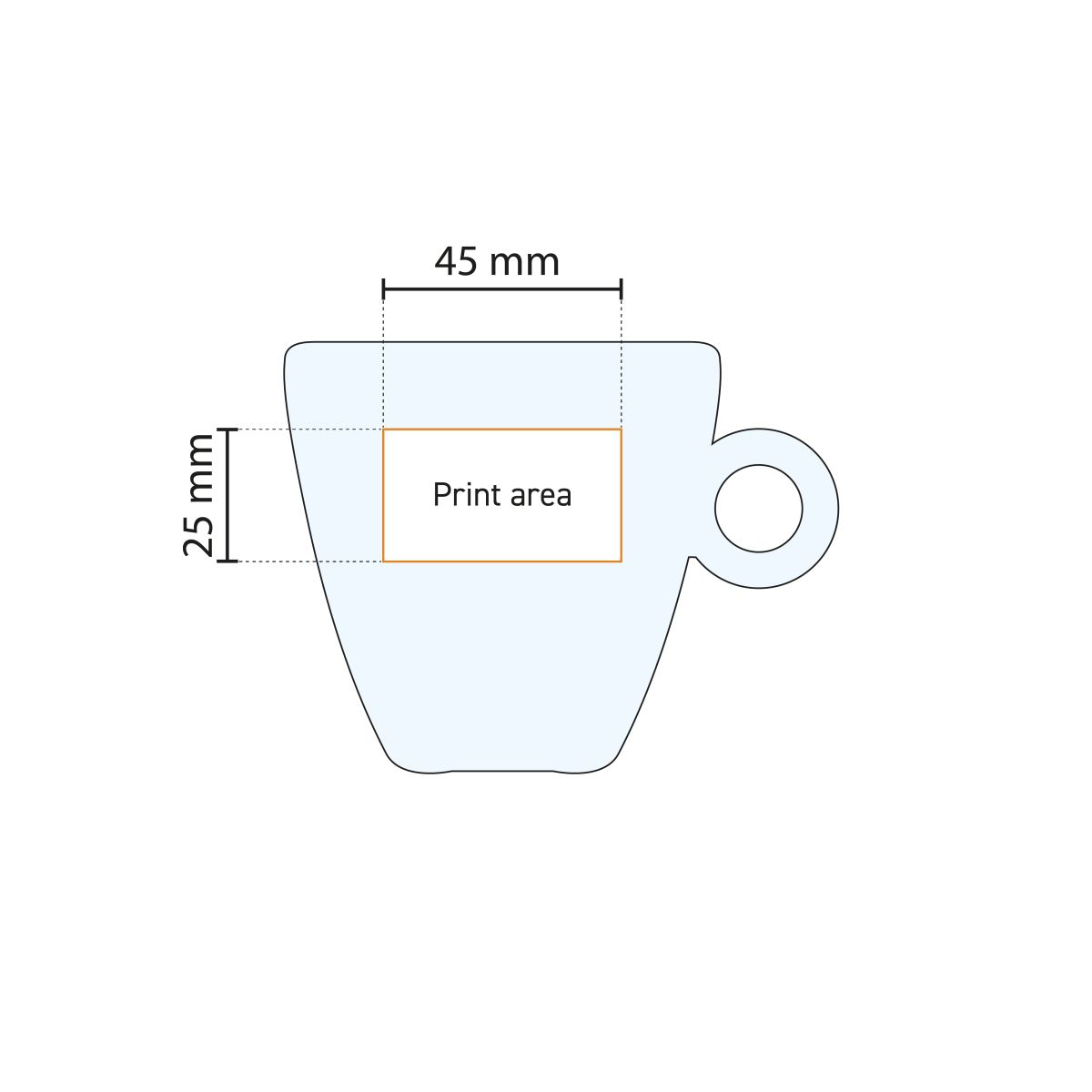 Size overview of Easy Bar cappuccino cup 23 cl. glass in infographic with height and diameter.