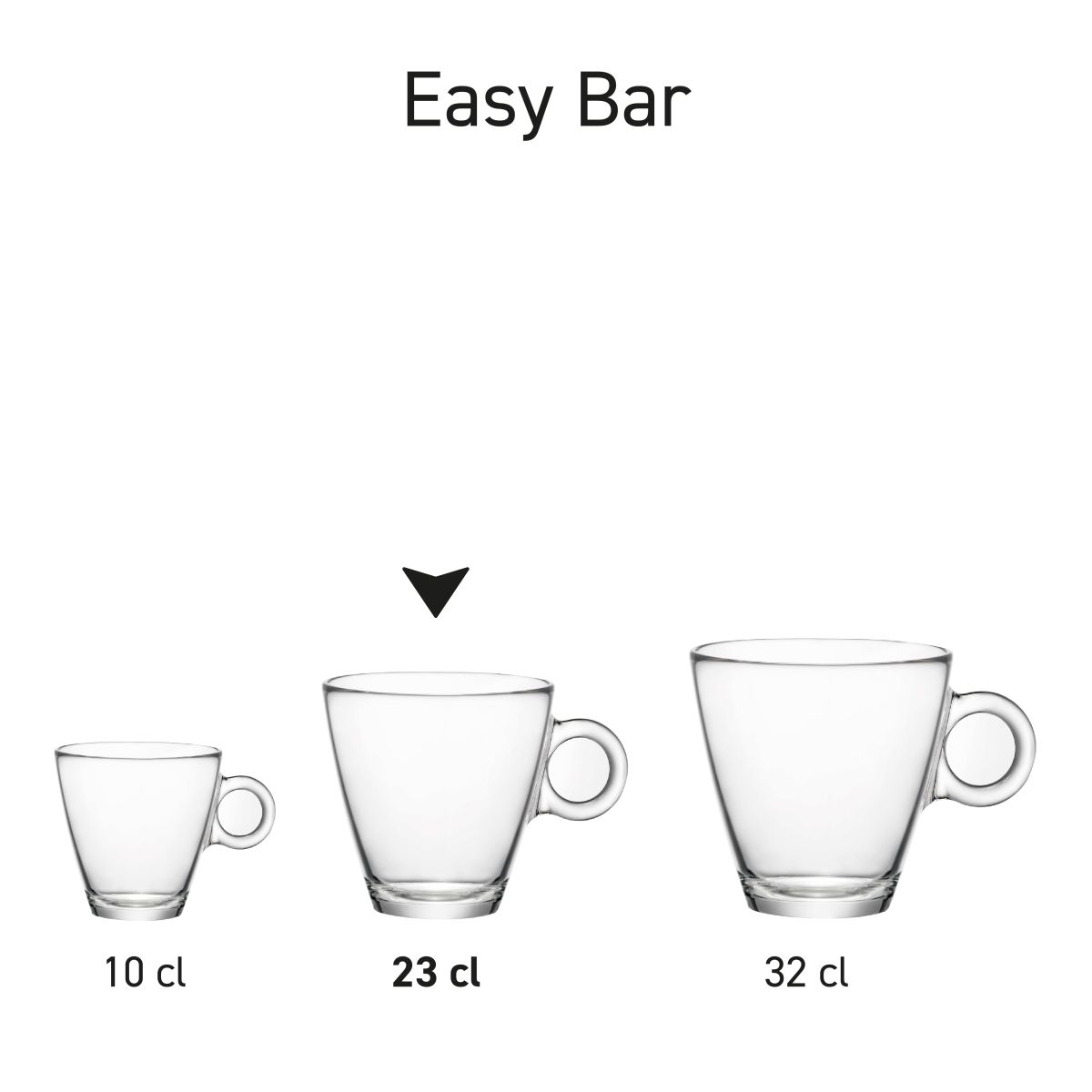 Series of Easy Bar cups glass side by side presented as a product line.