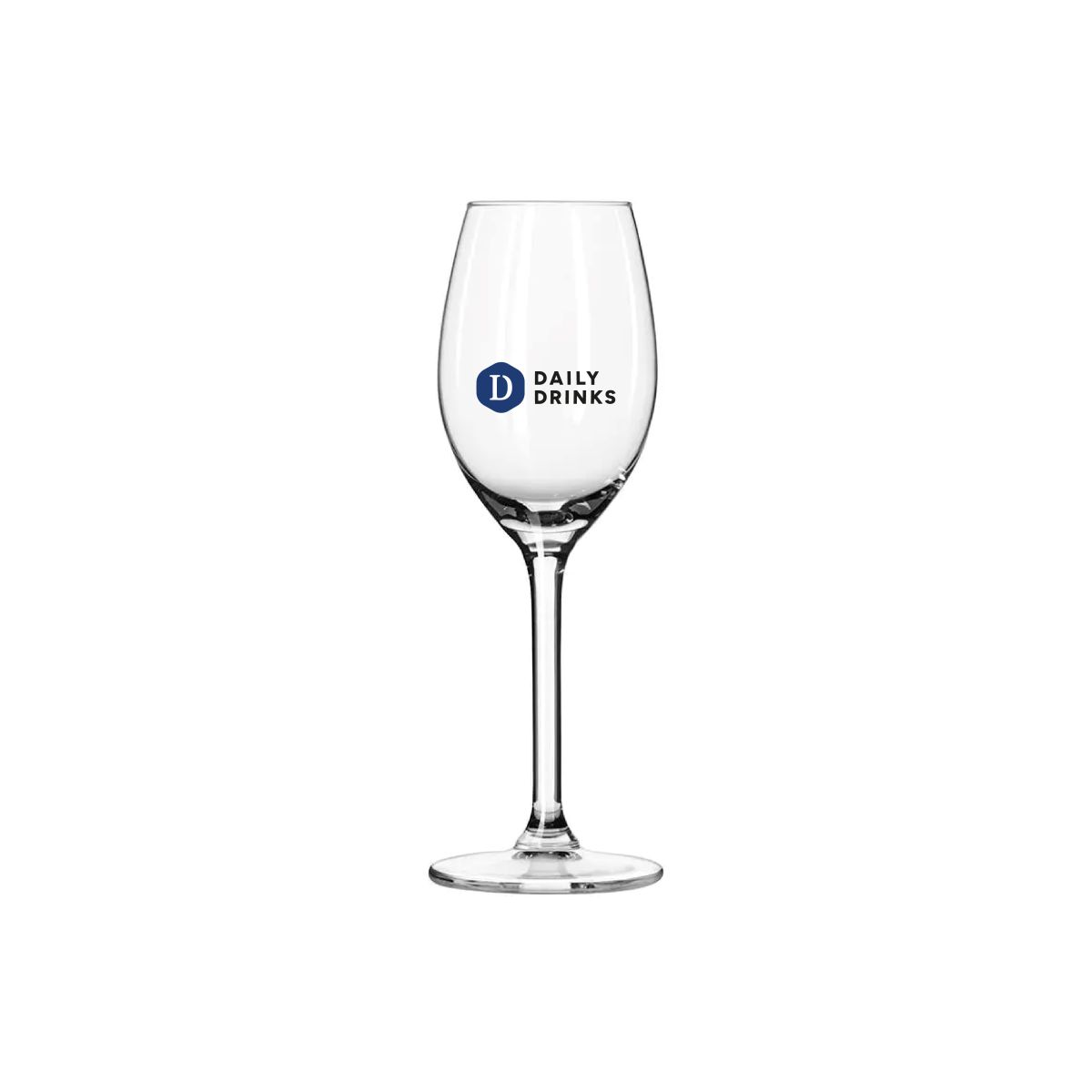 Multicoloured DailyDrinks logo clearly visible on the front of the Esprit port glass 14cl