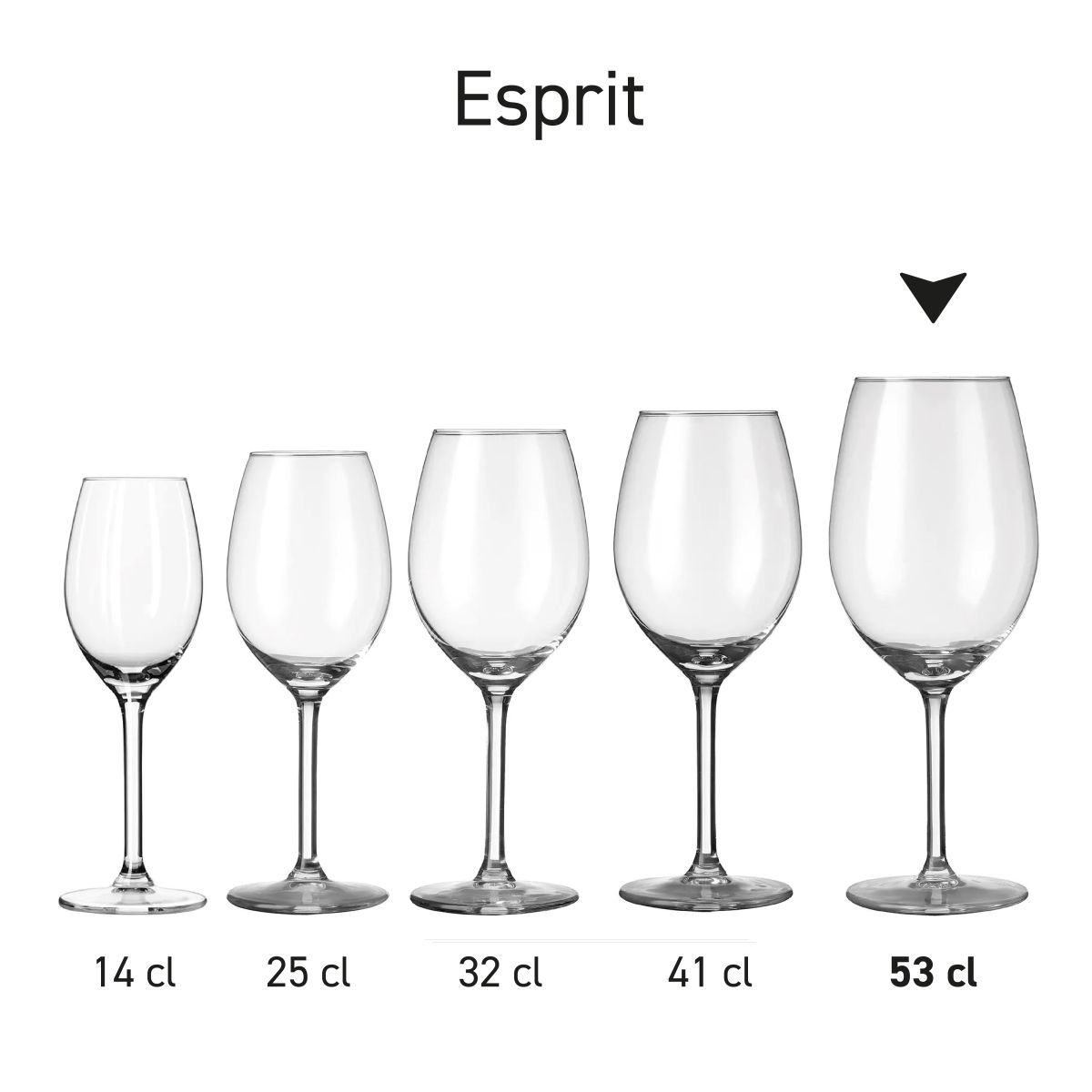 Group image of several Esprit wine glasses presented as a series.