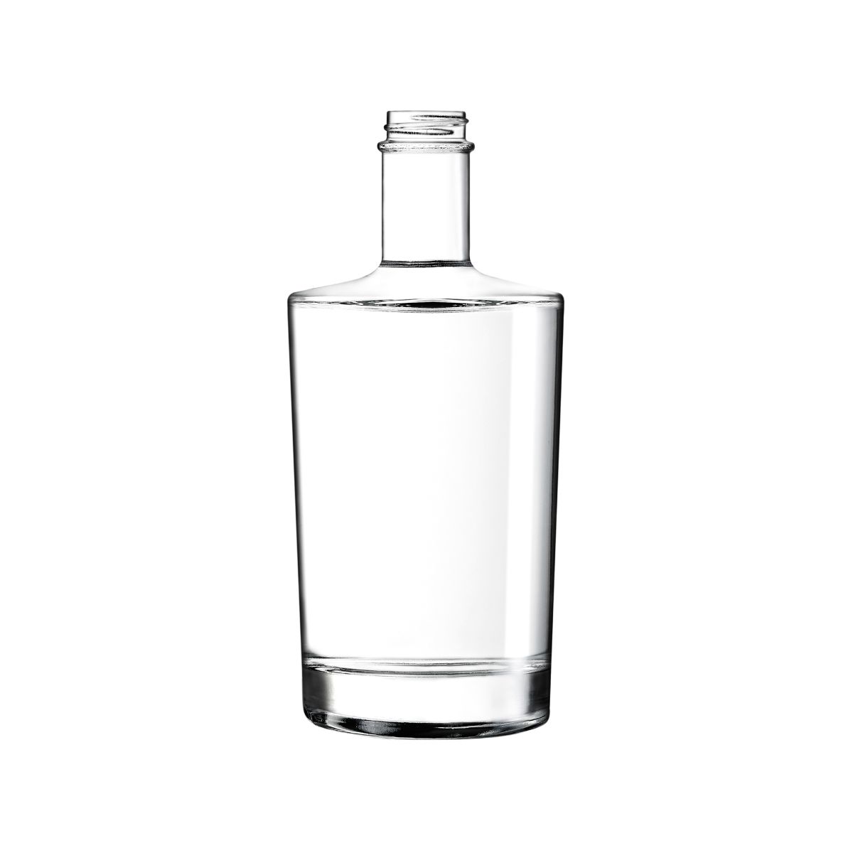 Glass Bottle Neos 0.5 litre in straight front view, transparent and simply designed.