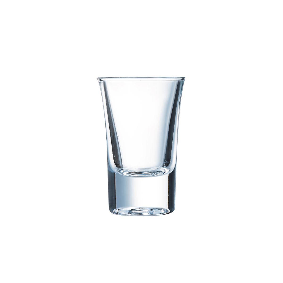 Vooraanzicht van het HotShot glas 3,4 cl. gemaakt van helder glas met rechte vorm. Vooraanzicht van het HotShot glas 3,4 cl. gemaakt van helder glas met rechte vorm.