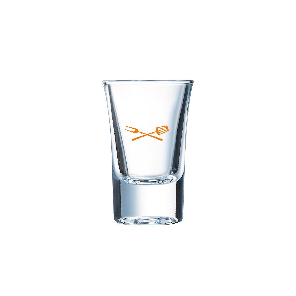 HotShot glass 3.4 cl. printed with a TableTrend logo in one colour on the glass front.
