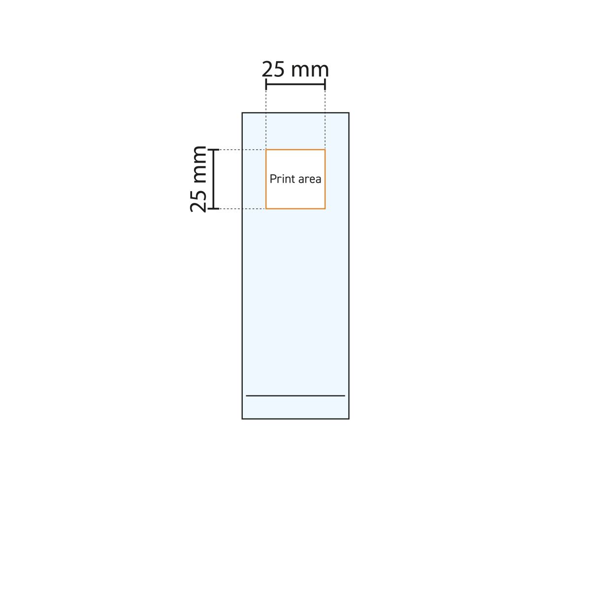 Pressure area of Islande long drink glass 22 cl shown schematically on working drawing.