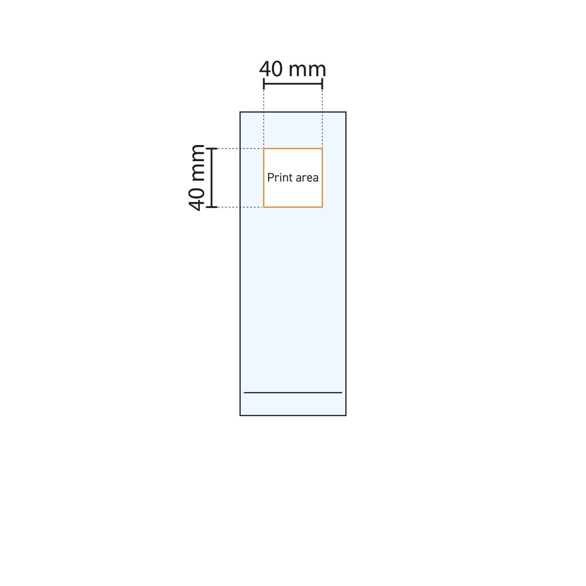 Technical working drawing shows printing area for personalisation on Islande 31 cl glass.