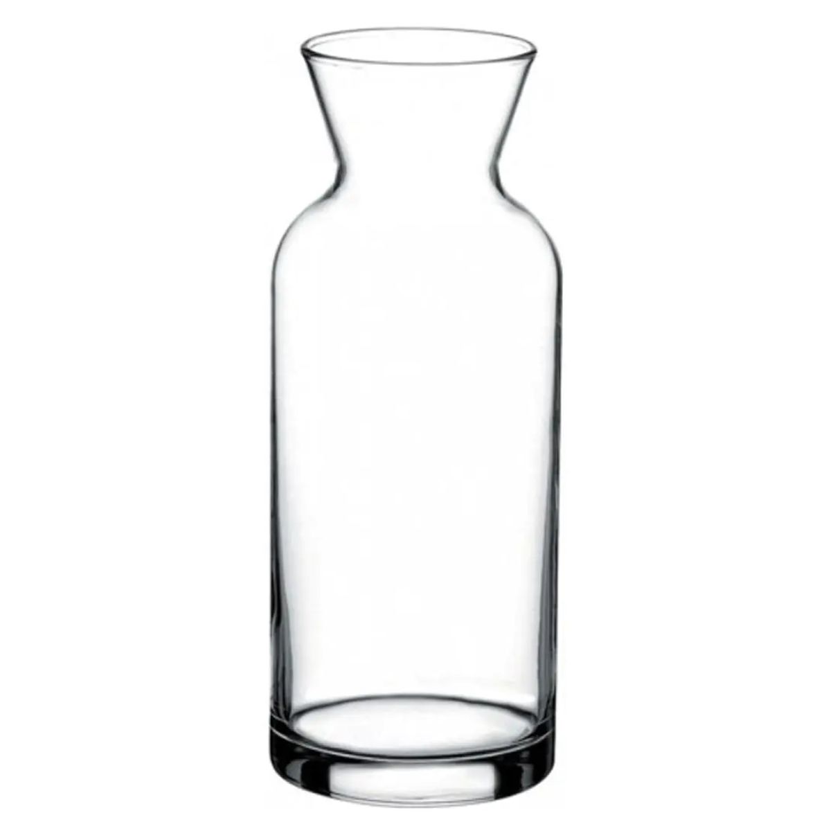 Glazen karaf Village 1,00 liter in vooraanzicht met elegante vorm en smalle hals. Glazen karaf Village 1,00 liter in vooraanzicht met elegante vorm en smalle hals.