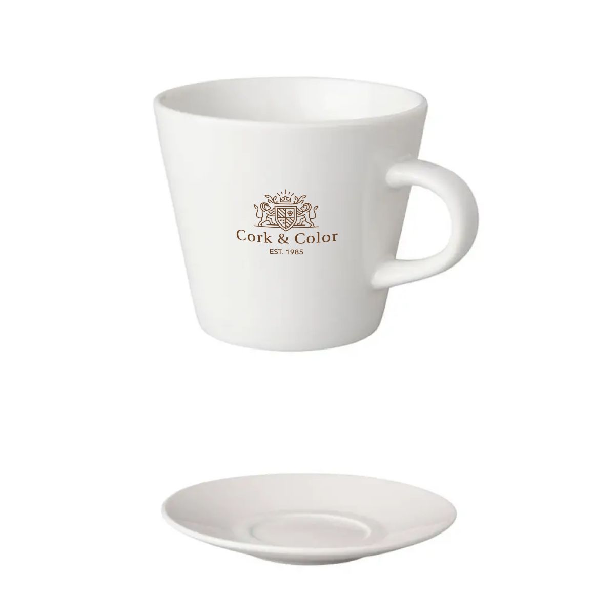 Coffee Neo Budgetline white 19 cl set with single-colour CorkColor logo printed on the front
