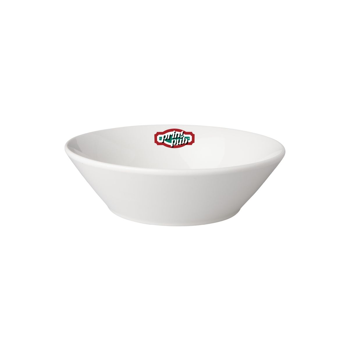 Bowl Mammoth Neo Budgetline porcelain 15.5 cm with multicoloured PrintPub logo on the front view.