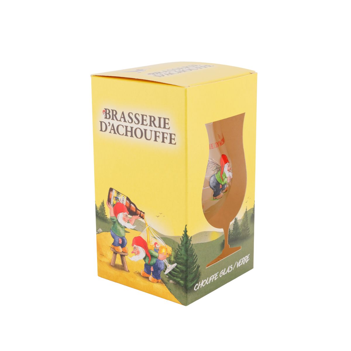 La Chouffe beer glass 33 cl in clear glass with matching packaging, drinking glass for craft beer