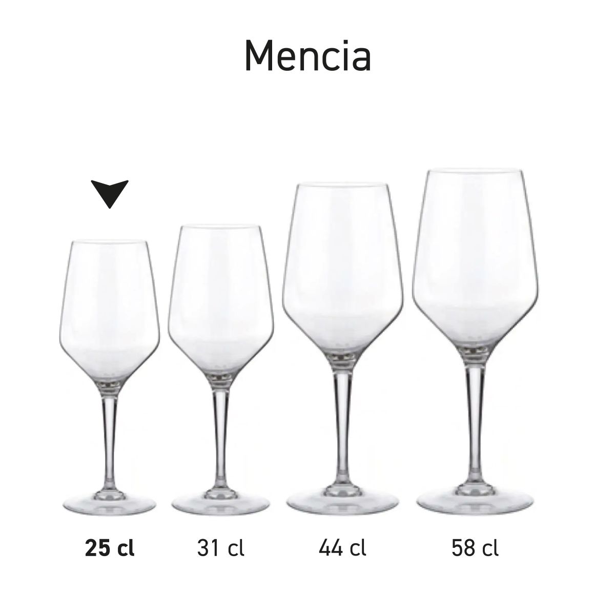 Overview image of different versions within the Mencia wine glass series.
