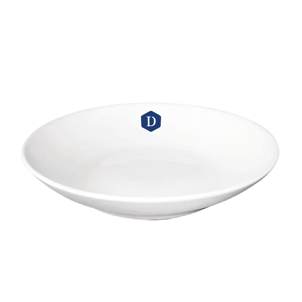 Hotel pastabord wit porselein 26 cm met éénkleurig DailyDrinks-logo gecentreerd op het voorvlak.