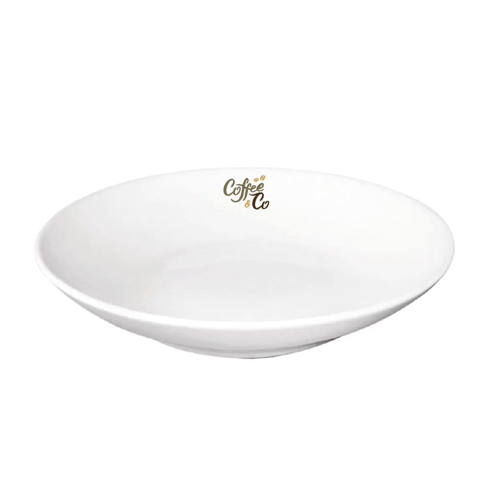 Diep pastabord Hotel van 26 cm in wit porselein met CoffeeCo-logo in meerdere kleuren.