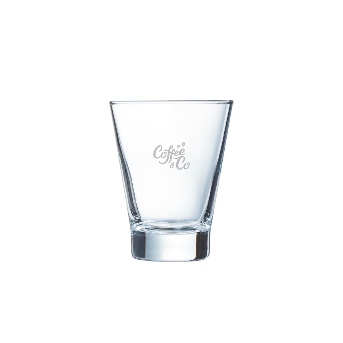 CoffeeCo logo engraved on the front of the Shetland 15 cl. glass.