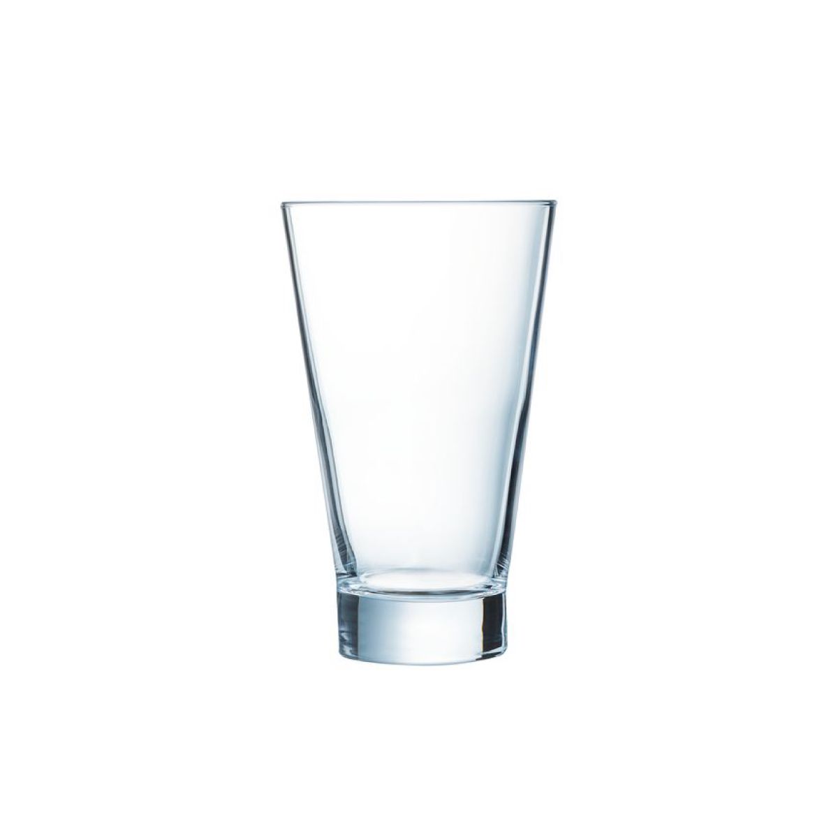 Front view of a transparent Shetland 22 cl. glass, suitable for soft drinks or juice.