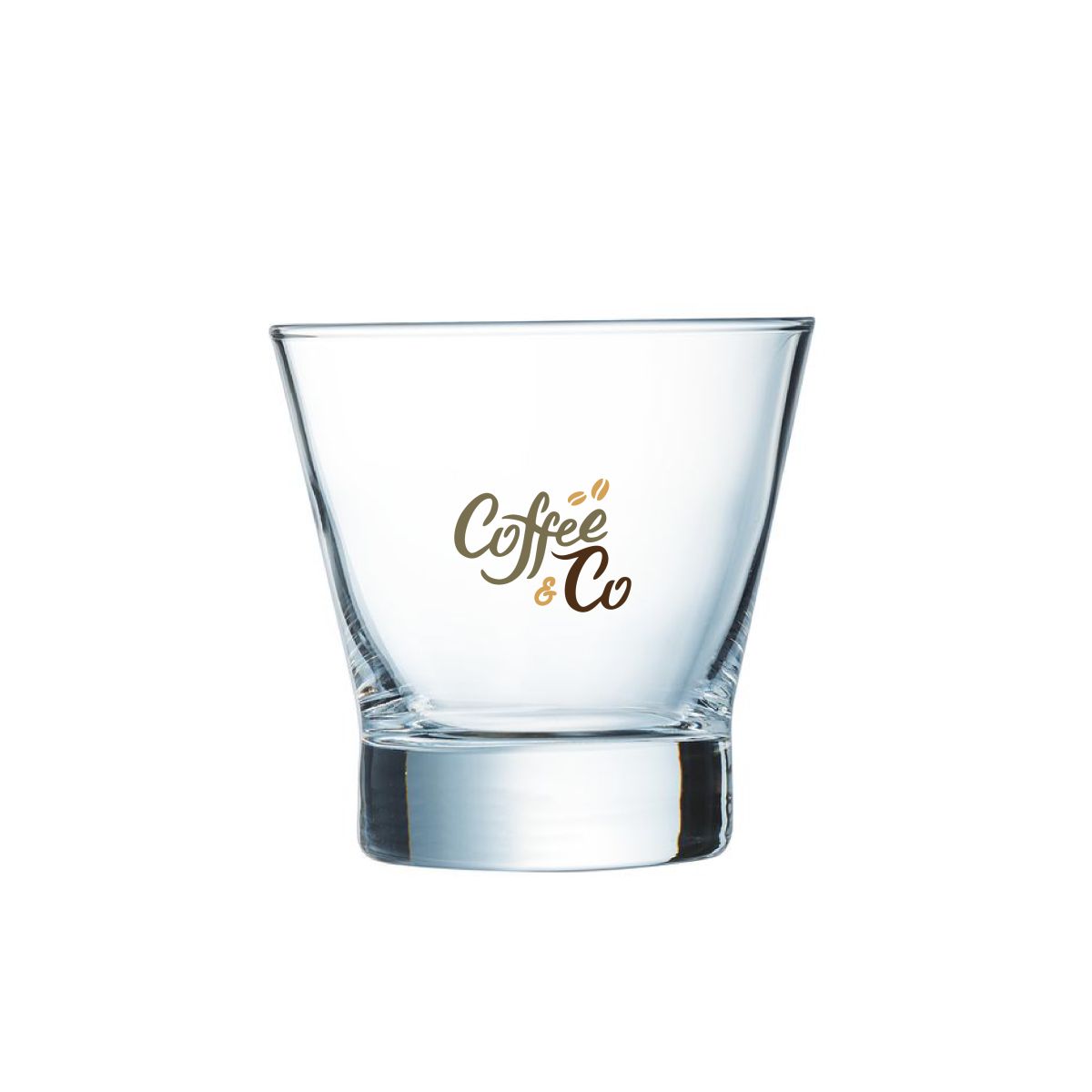 Shetland 25 cl. glass with CoffeeCo logo in two to four colours on the front.