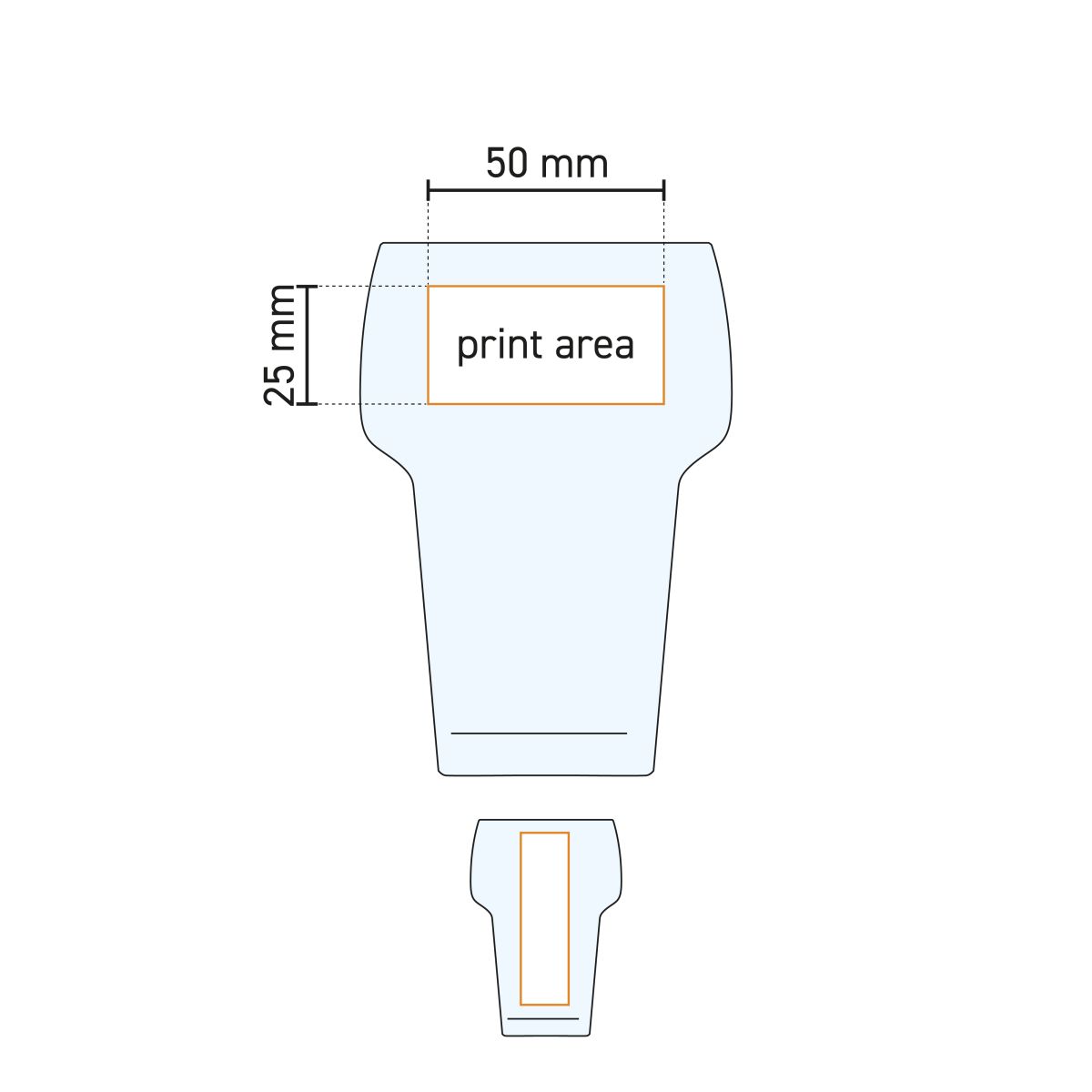 Technische infographic van het Stapelglas Groot 28 cl met hoogte en diameter aangegeven.