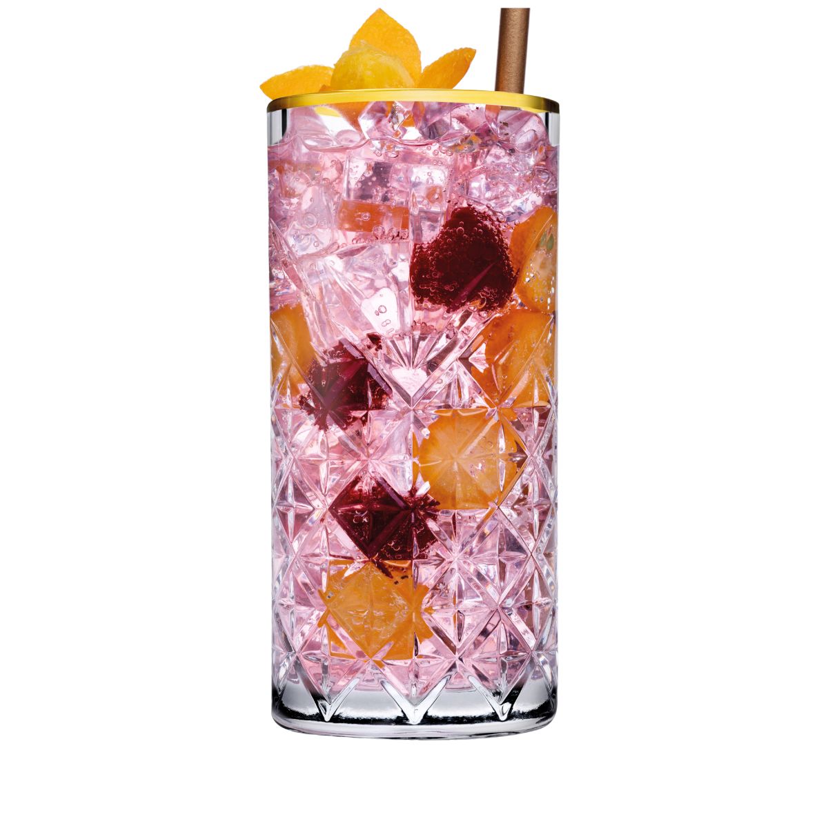 30cl glass with contents, pictured against white background.