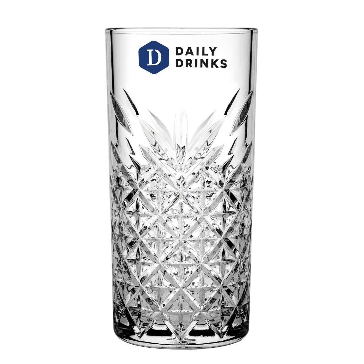 DailyDrinks logo printed in multiple colours on the front of the Timeless glass 45 cl.